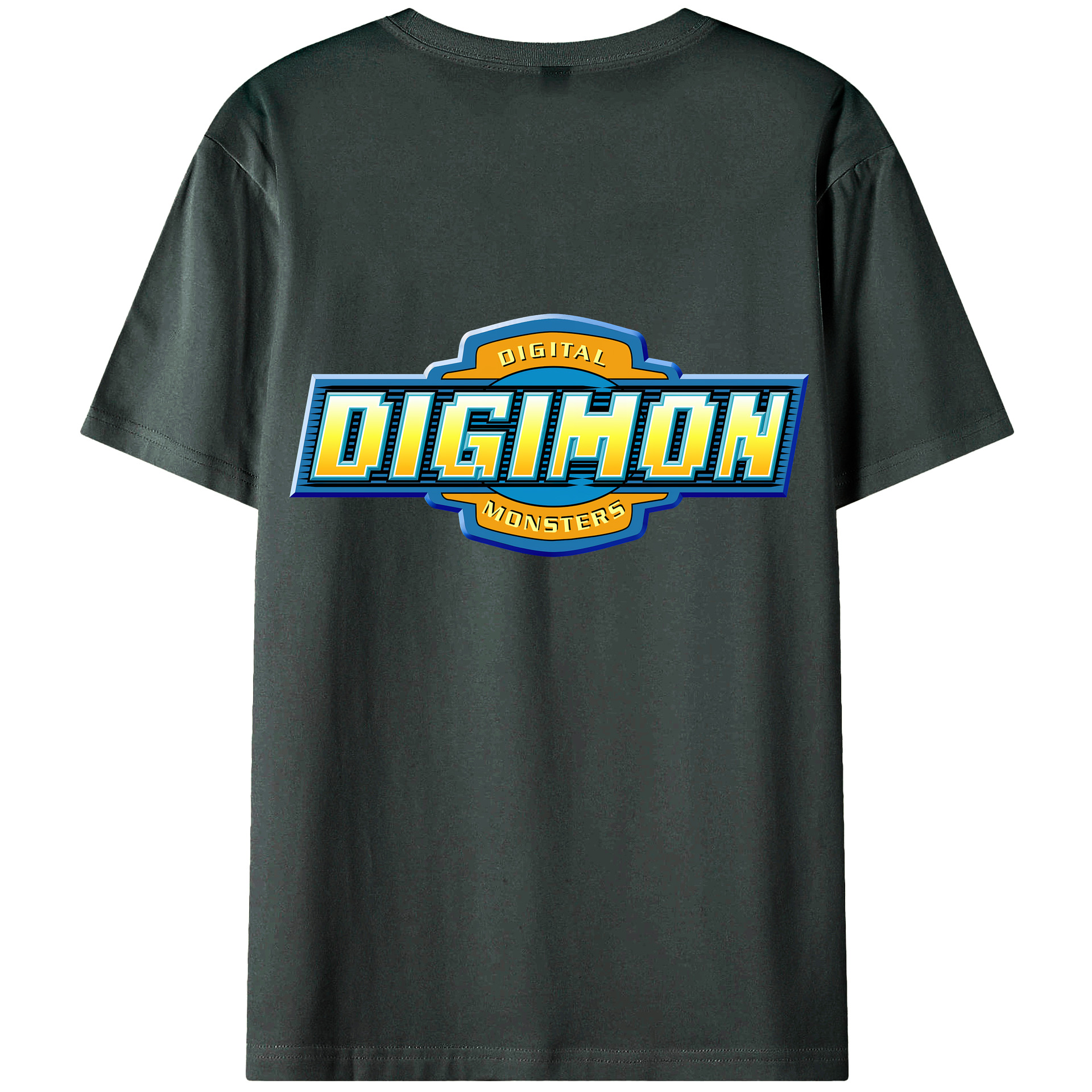 （画像用） Digimon デジタルモンスター/デジモン 綿100％ メンズ半袖Tシャツ（バックプリント） 通気性